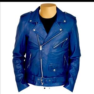 ISO: Blue Leather Biker Jacket (can be Faux) Plus size or xl 1x.
